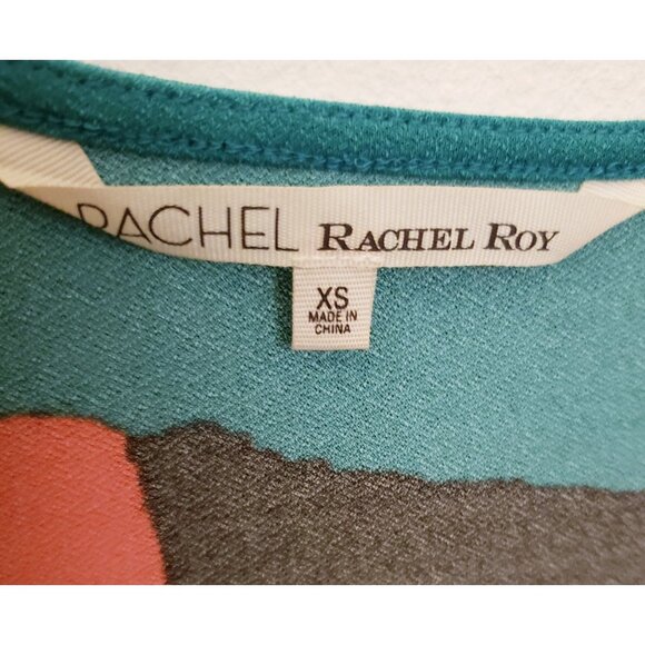 Rachel Rachel Roy Lightweight V Neck Asymmetrical Hem Drape Front Dress XS EUC - Picture 6 of 7